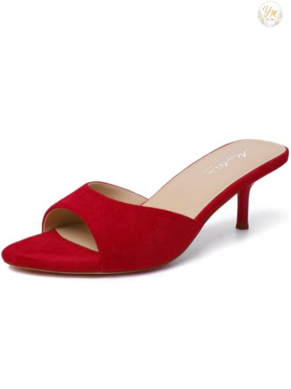 Kitten Heel Mules Pointed Toe Slip On Heeled Sandals for Party Wedding